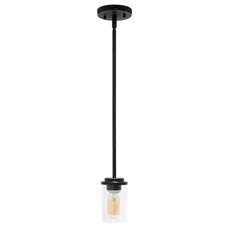 LALIA HOME 1-Light 5.75" Minimalist Industrial Farmhouse Adjustable Cylinder Glass Pendant, Restoration Bronze LHP-3011-RZ